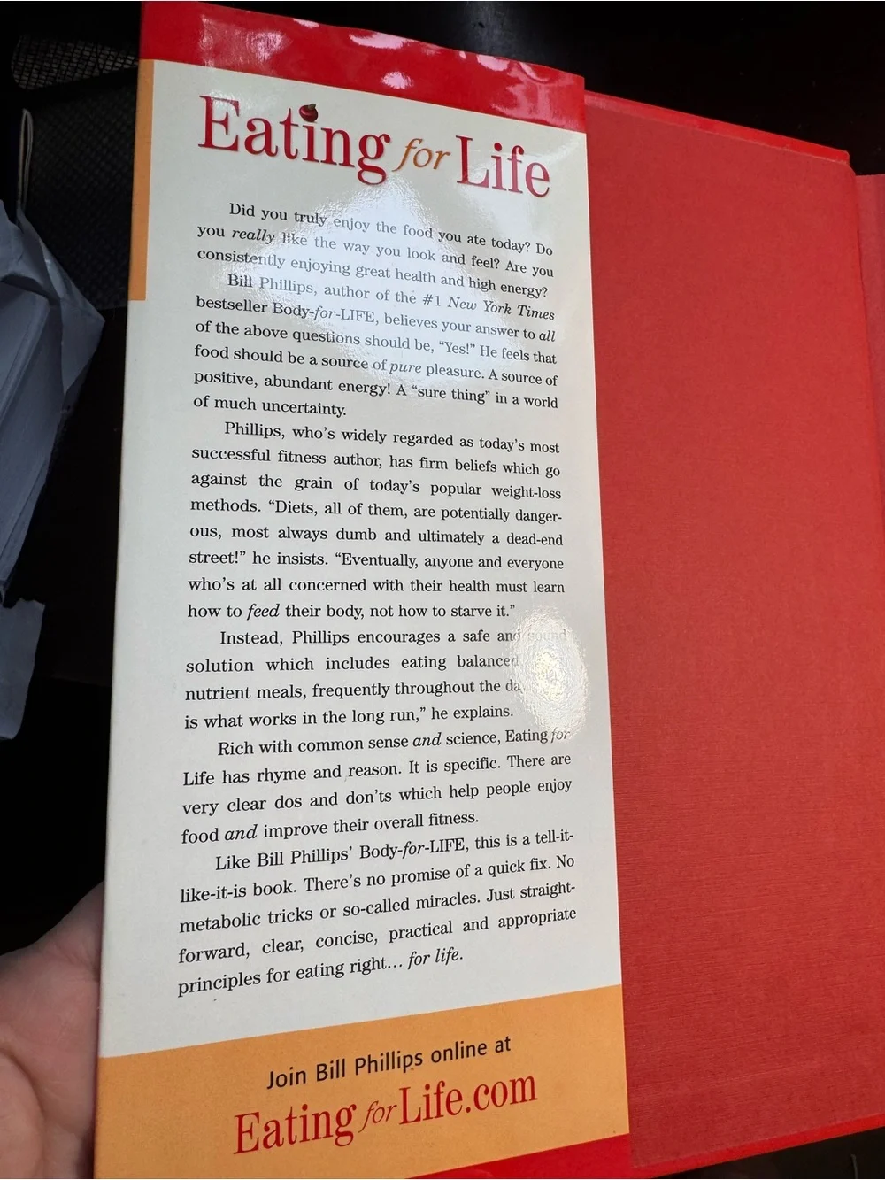 Eating for Life (Body-for-LIFE) by Bill Phillips, Hardcover 2003, cookbook